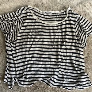 T by Alexander Wang black and white striped tee - size L